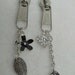 Silver zipper chain earrings flower leaves heart goth punk fashion eco friendly