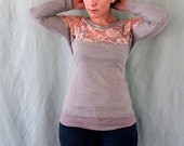 Sweatshirt pink lace dolman sleeves