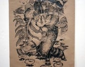 Foraging Raccoon, large, Screenprinted by hand on acid-free recycled paper