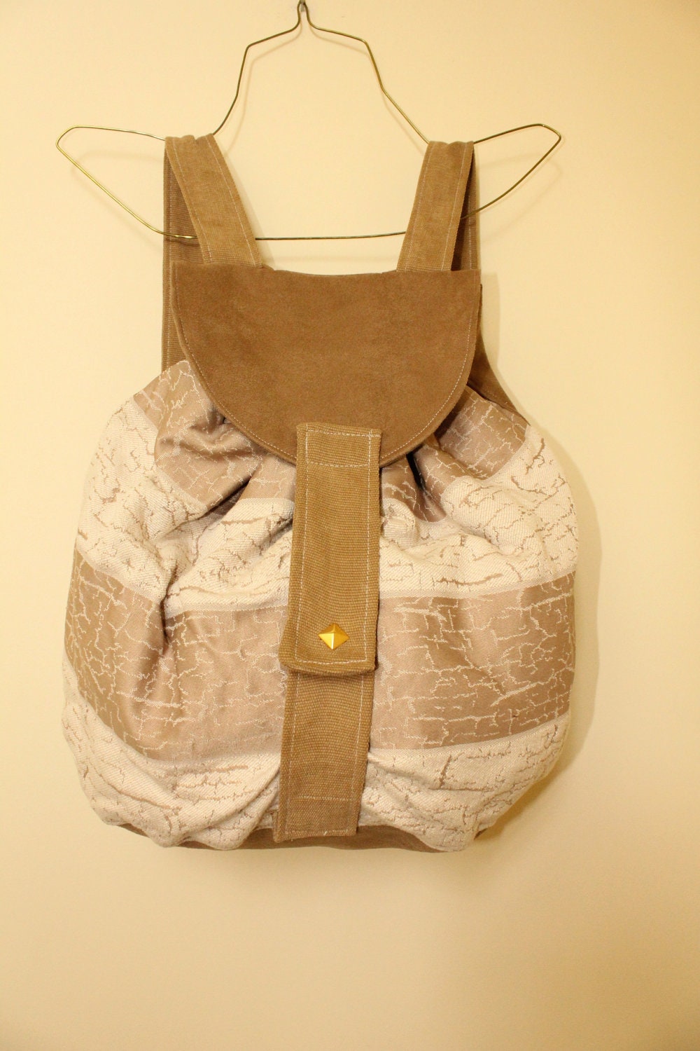 CLEARANCE Driftwood Backpack, Faux Suede and Textured Beige Bag