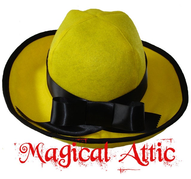 Custom Boutique Halloween MADELINE Yellow Felt Hat