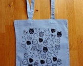 Cat Tote Bag - blue