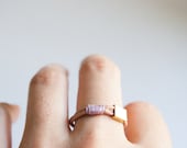 Leather and Brass ring - ONE pastel silk lavender