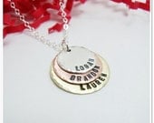 SALE -Personalized Mothers Necklace - Hand Stamped Mixed Metal Triple Stacked Mother Grandmother Necklace - Mothers Day Gift - Gifts for Mom