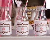 Owl Themed Water Bottle Labels - Owl Birthday Party Decorations in Pink and Brown (12) Il_170x135