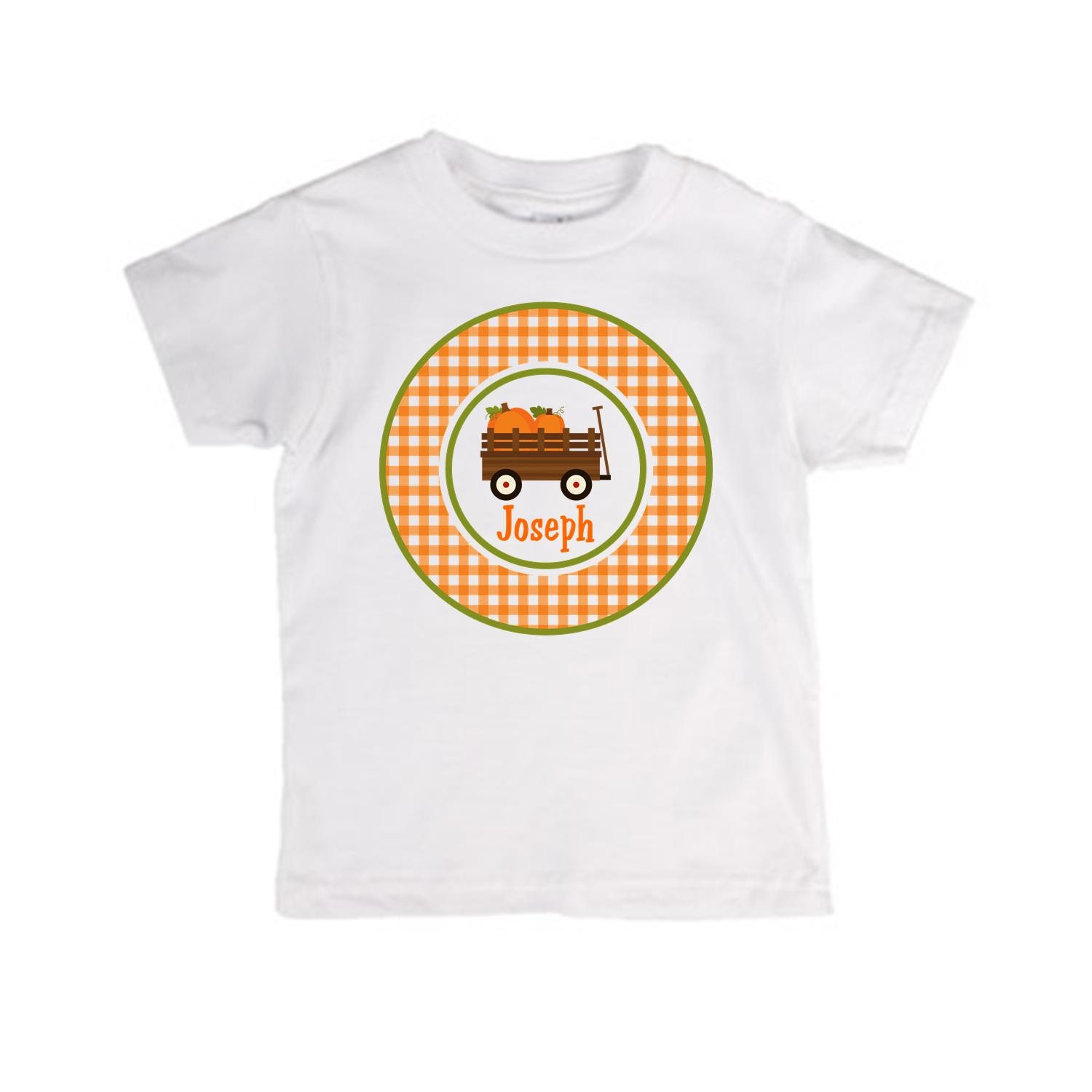 Personalized Children's T-Shirt--Fall Pumpkin Wagon