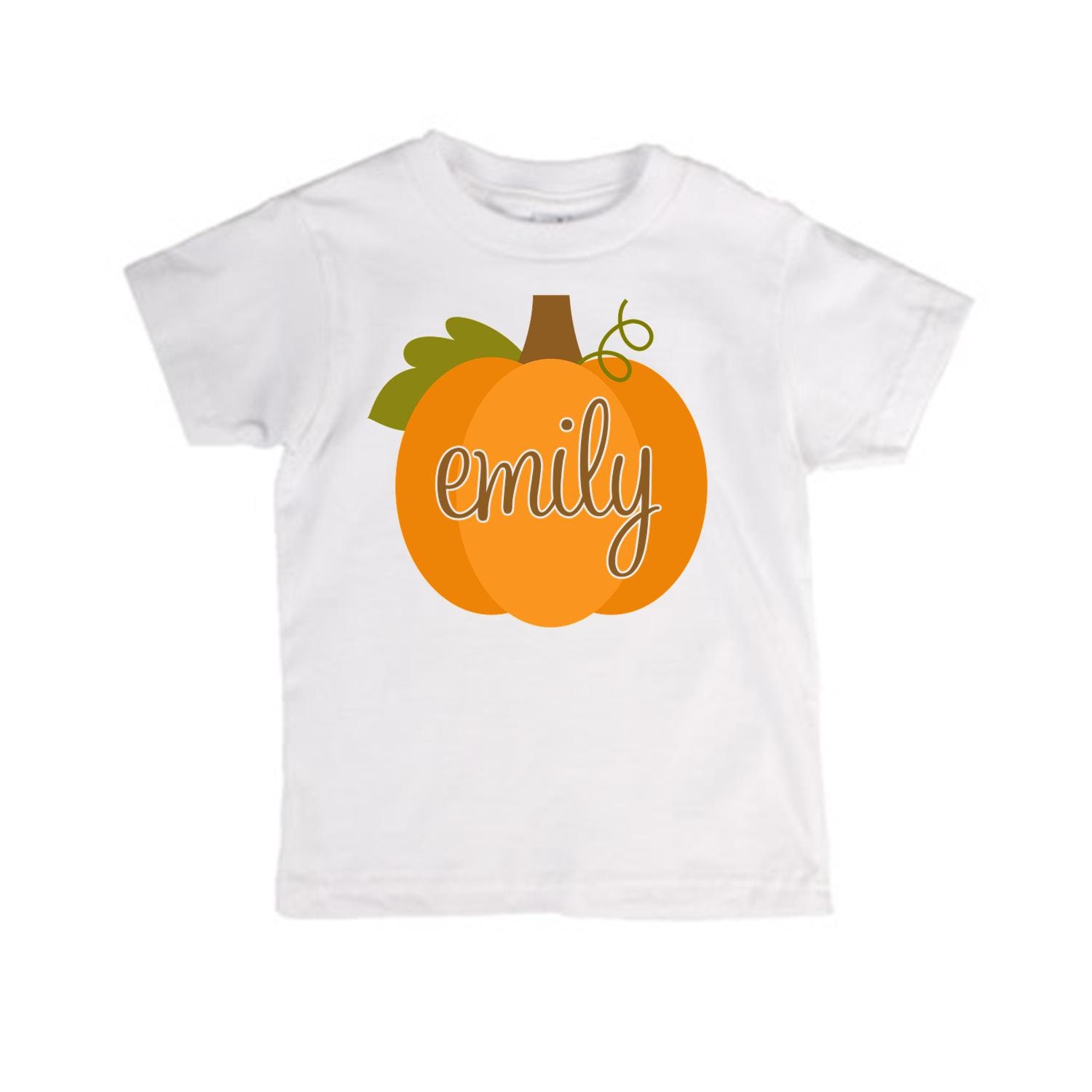 Personalized Children's T Shirt--Fall Pumpkin with Script