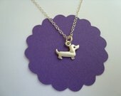 Tiny Dachshund Dog Pendant  Sterling Silver Child Teens Dog lovers Pet  Necklace mom  for her spring