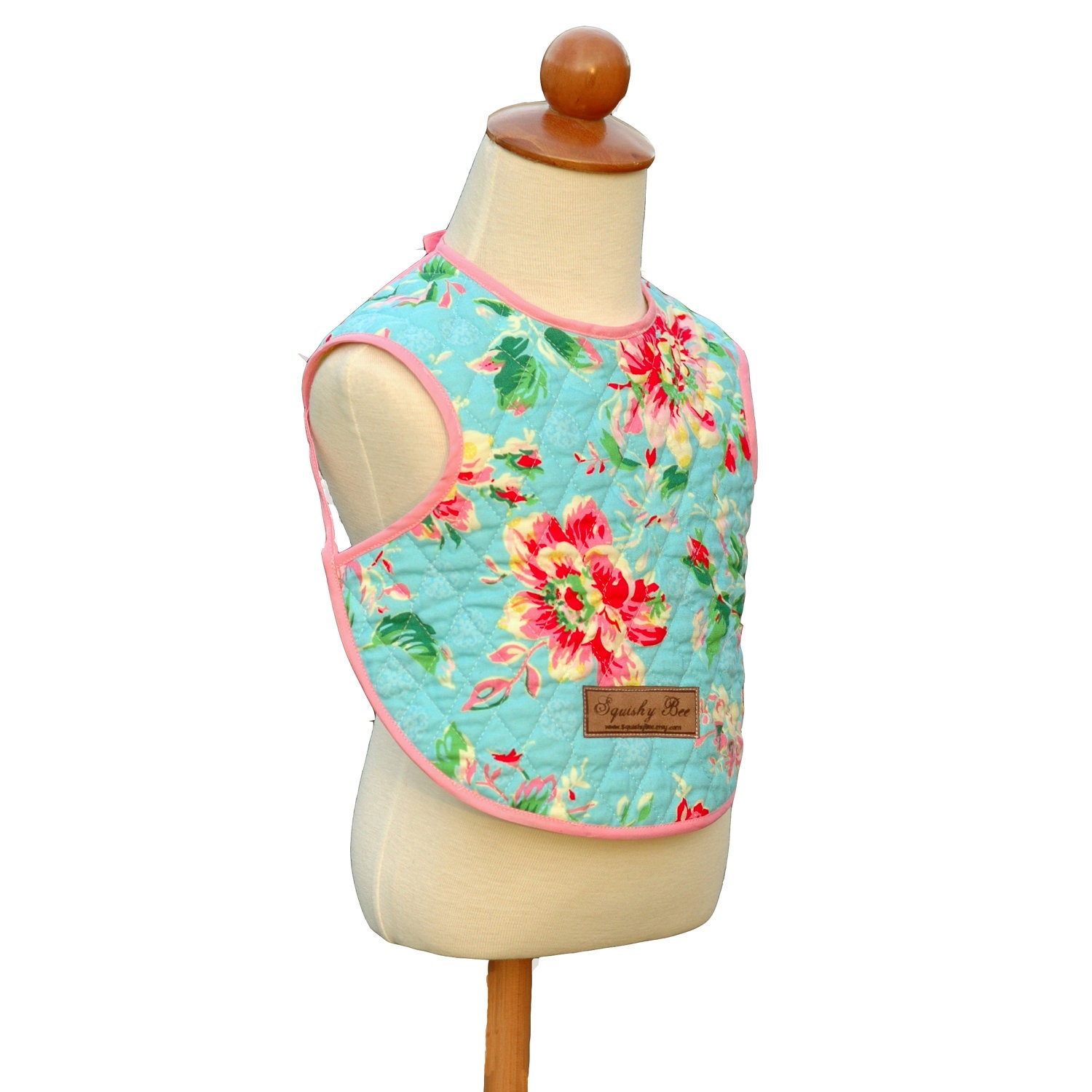 REVERSIBLE Quilted BIB for Baby and Toddler - Shabby Chic