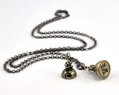 Silver White Bronze LETTER Seal Stamper Necklace by Gwen Delicious Jewelry - Usable Seal Stamp