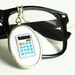 Nerdy Cross-Stitch Necklace - Grey Mathlete Calculator with Orange and Blue Keys - MADE TO ORDER