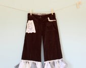 Tattered Fairy Pixie Woodland Pant, Brown Corduroy, Hippie, Boho, Gypsy, Funky,Eco Earth Friendly, Upcycled Clothing