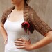 Hand Knitted Wool Bolero Cappuccino Shrug with Flower brooch