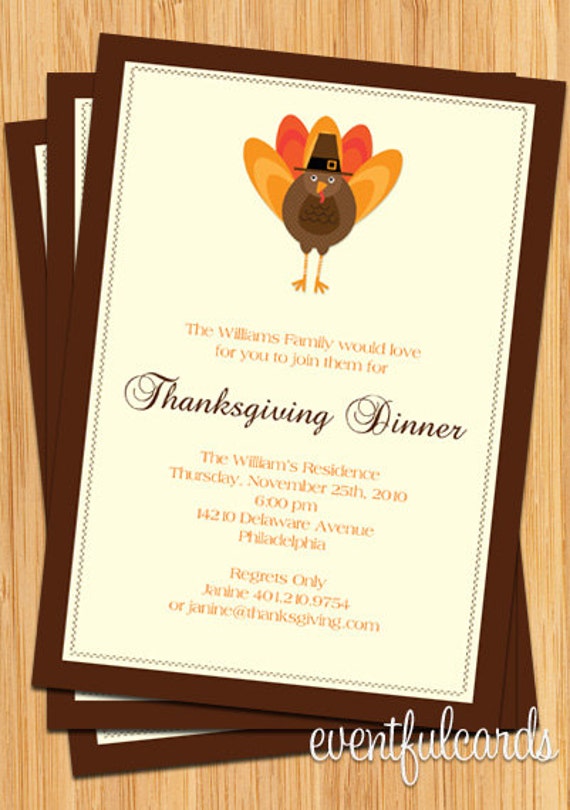 Customizable Thanksgiving Turkey Dinner Party Invitation - Printable Il_570xn