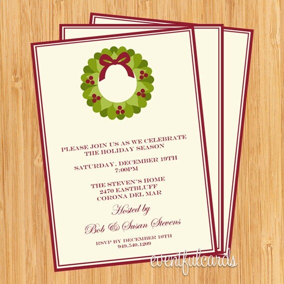 Christmas Wreath Party Invitation Il_570xn