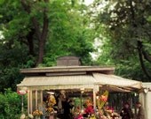 Summer Flower market, Paris Photography, green, floral, beige, French Wall Decor, women, romantic, 5x7