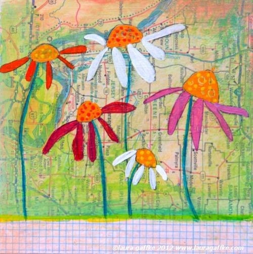 Dancing Daisy ORIGINAL mixed media painting