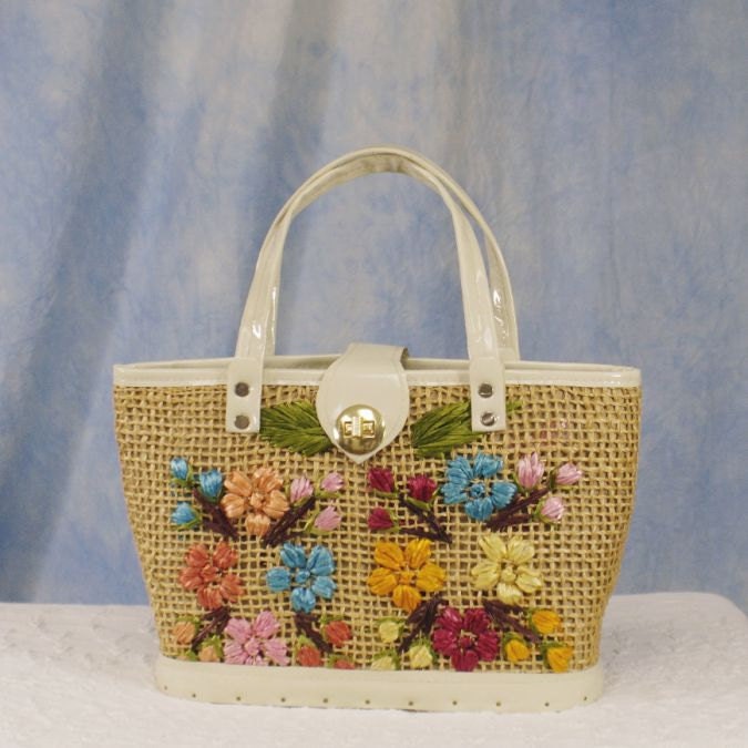 Vintage 60s 70s Handmade Novelty Purse Tote, Philippine Cottage Industry