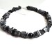 Chunky stone statement necklace large snowflake obsidian black onyx choker rocker ooak