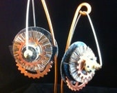 Sterling Silver Clock Works Kinetic Copper Dangle Earrings