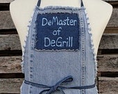 DeMaster of De Grill  Apron  - Upcycled Blue Jeans Apron - Men or Women