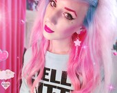 made to order Lexi Doll's Frosted Pink Polka Dot Pink Lavender Baby Plastic Chain Drop Shooting Star Dangle Fish Hook Earrings