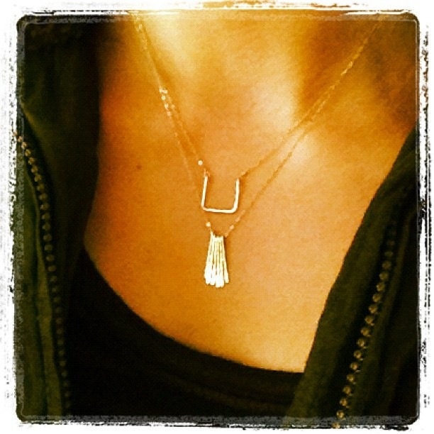 Gold Brick Pendant - Handmade 14K Gold Filled Necklace