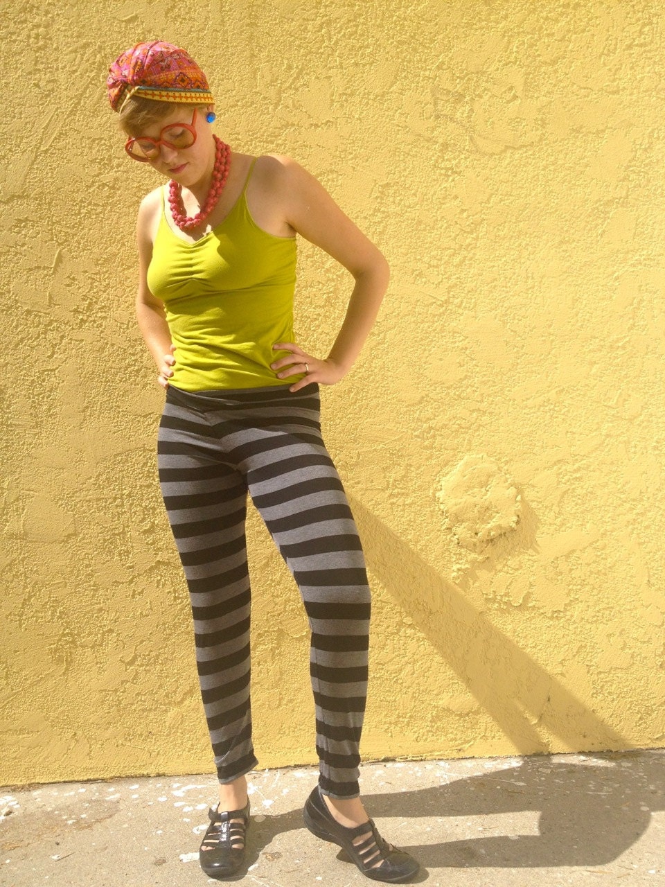 Raccoon stripe cotton leggings