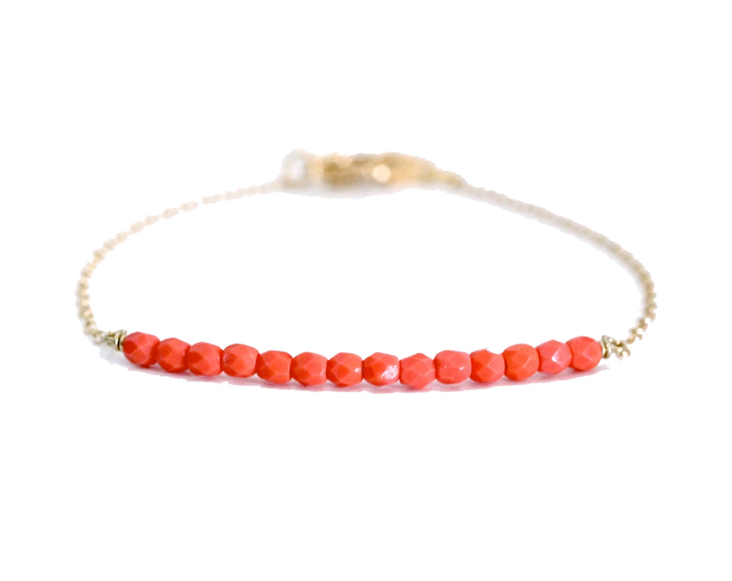 Beaded Bar Bracelet - Coral