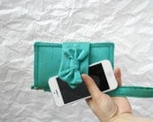 Free Shipping Iphone 5 // Iphone 4 // Samsung S3 Turquoise Green Silk Dupioni  Case And Wallet Valentines Day gift