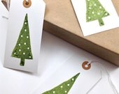 Large Gift Tags - Hang Tags - White Cardstock - Handmade - White Polka Dot Christmas Trees - Set of 8 - everydaysaholiday