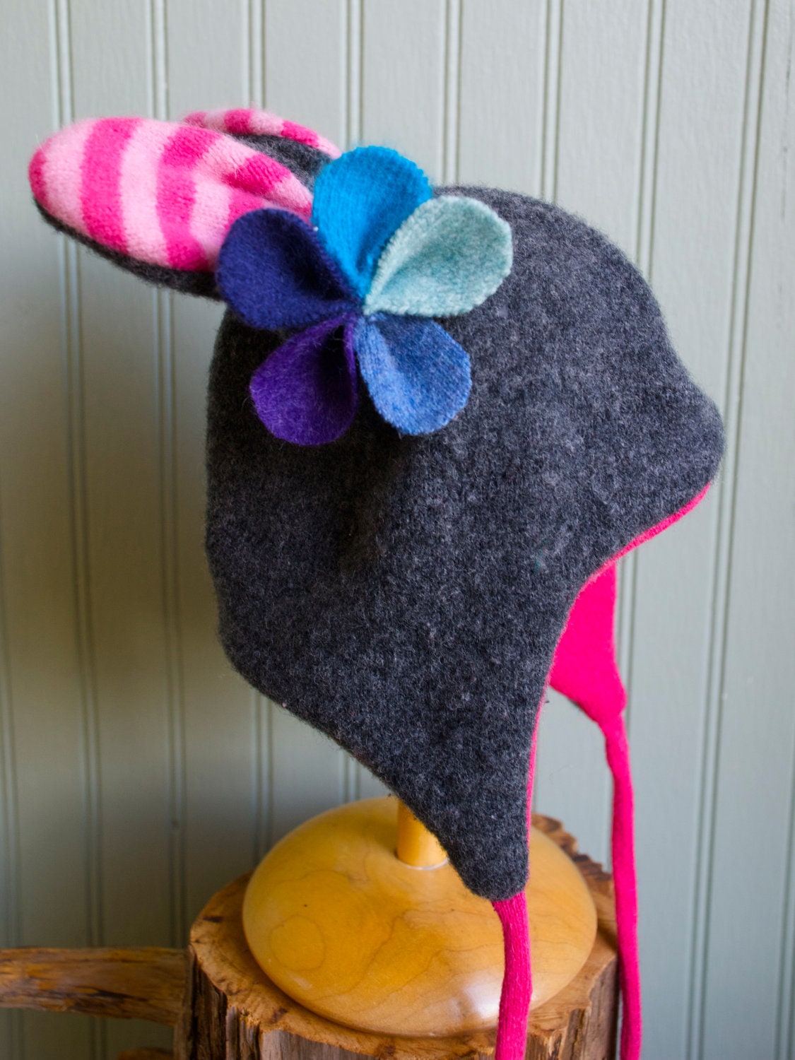 Stripey Ears Hat// 1-3 year size