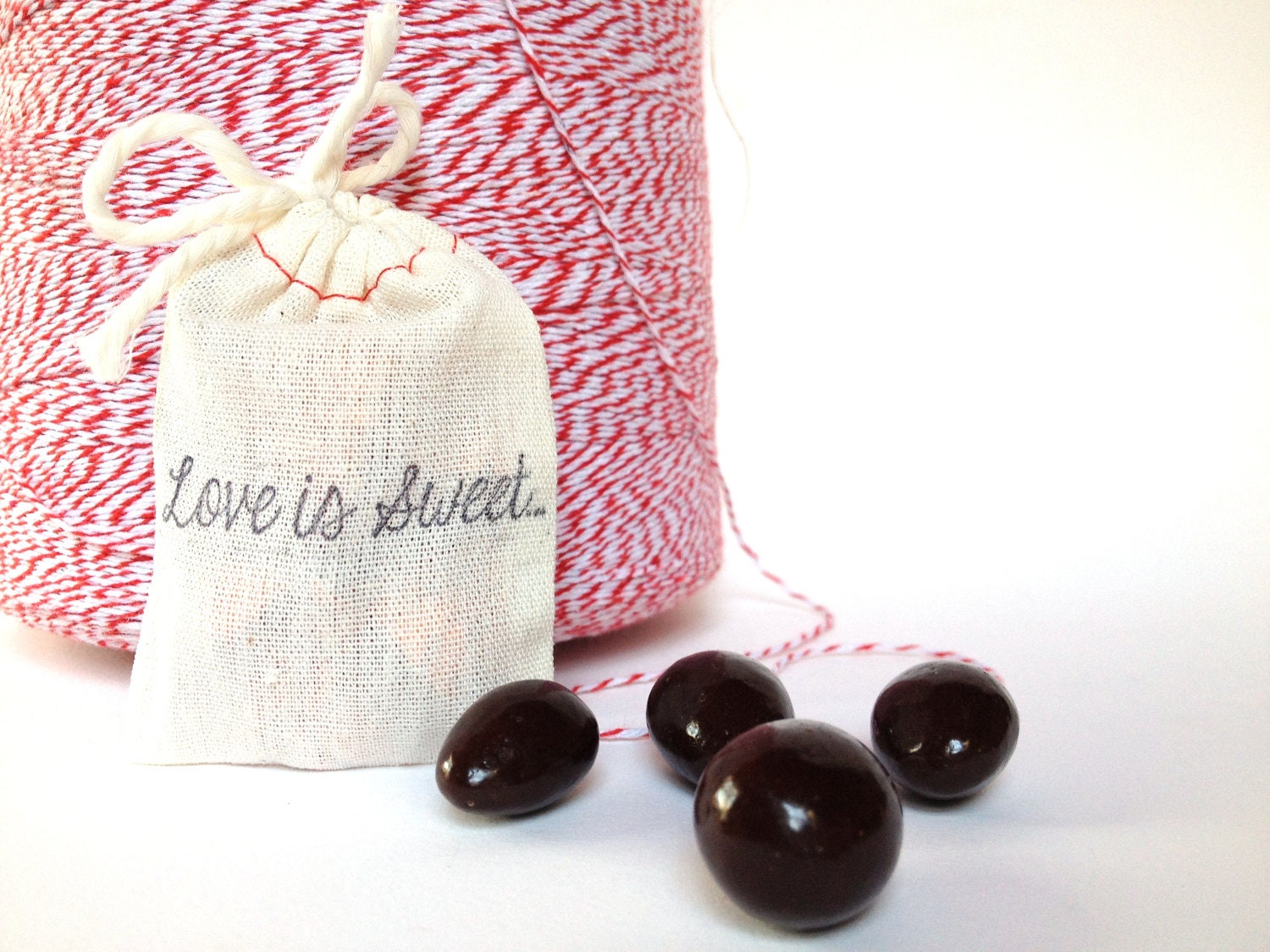 Bridal Shower Favor. Organic Dark Chocolate Covered Almonds. Love is sweet. Set of 10.