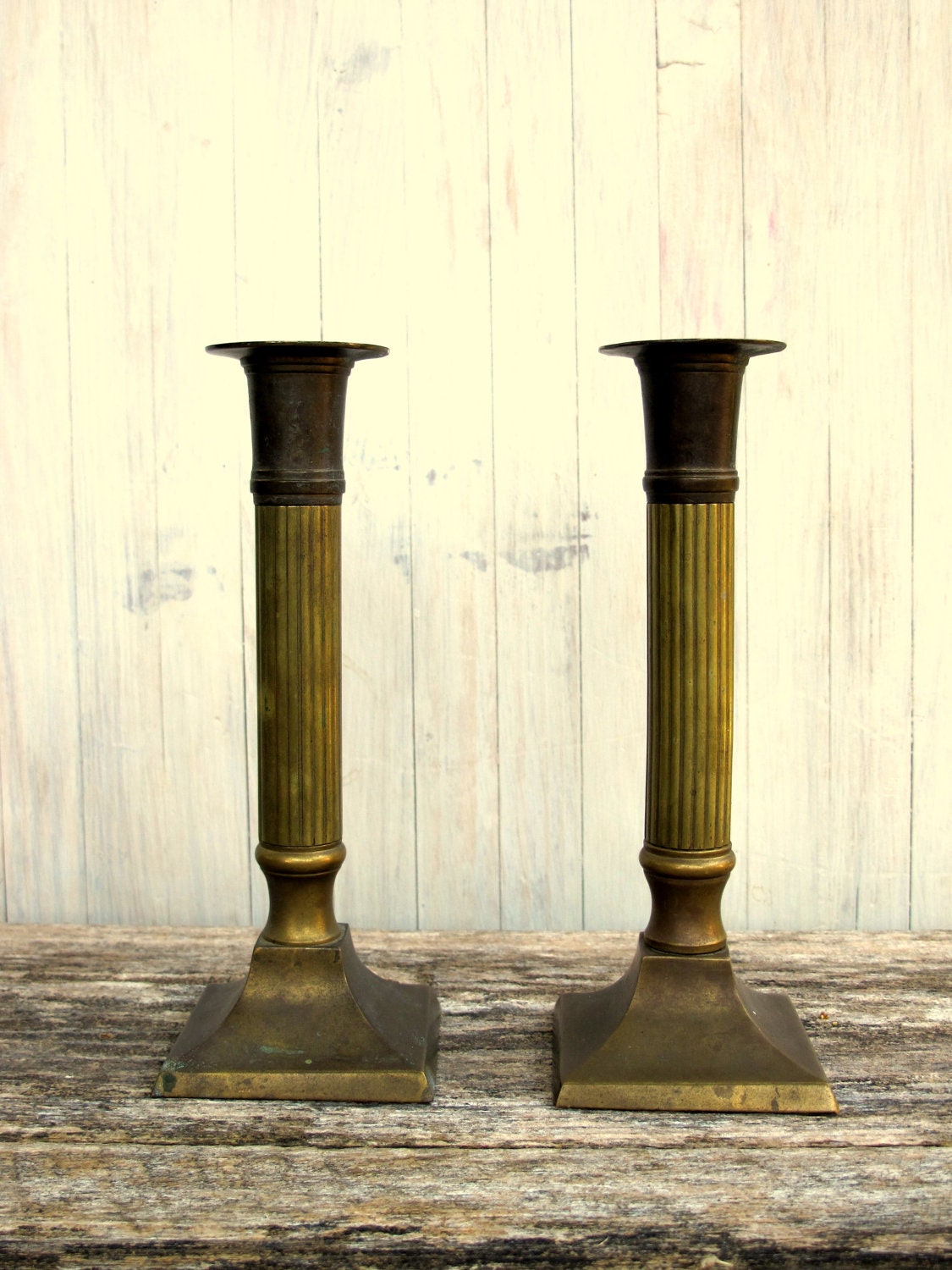 Vintage Antique Bronze Candlesticks - Set of 2