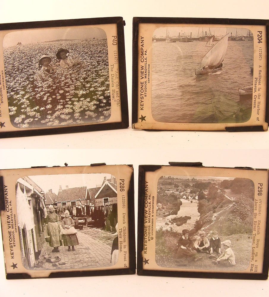 Glass Slides for Keystone Magic Lantern Huge Lot of 153 Antique Keystone View plus Drawer