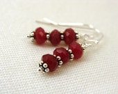 Red chalcedony gemstone earrings with sterling silver