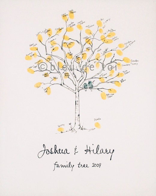 The original hand-drawn guest book fingerprint tree, Small BIRCH (inks pads sold separately)
