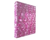 Fibre Art Wall Hanging, Screen Print in Textured Abstract Pink and Mauve