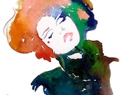 Watercolor Painting, Print of Watercolor Painting, Print of Fashion Illustration. Titled: Modelink 5