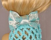 Vintage-Style Mint Aqua Mini Snood & Upcycled Bow