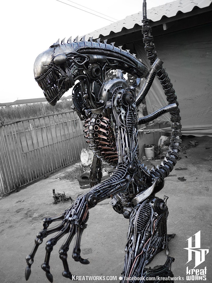 Biomechanical Recycled Metal Monster (made-to-order)