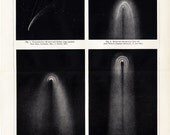 1897 Antique COMET print, Old photographs of comets in nineteenth century, 115 years old nice astronomy print