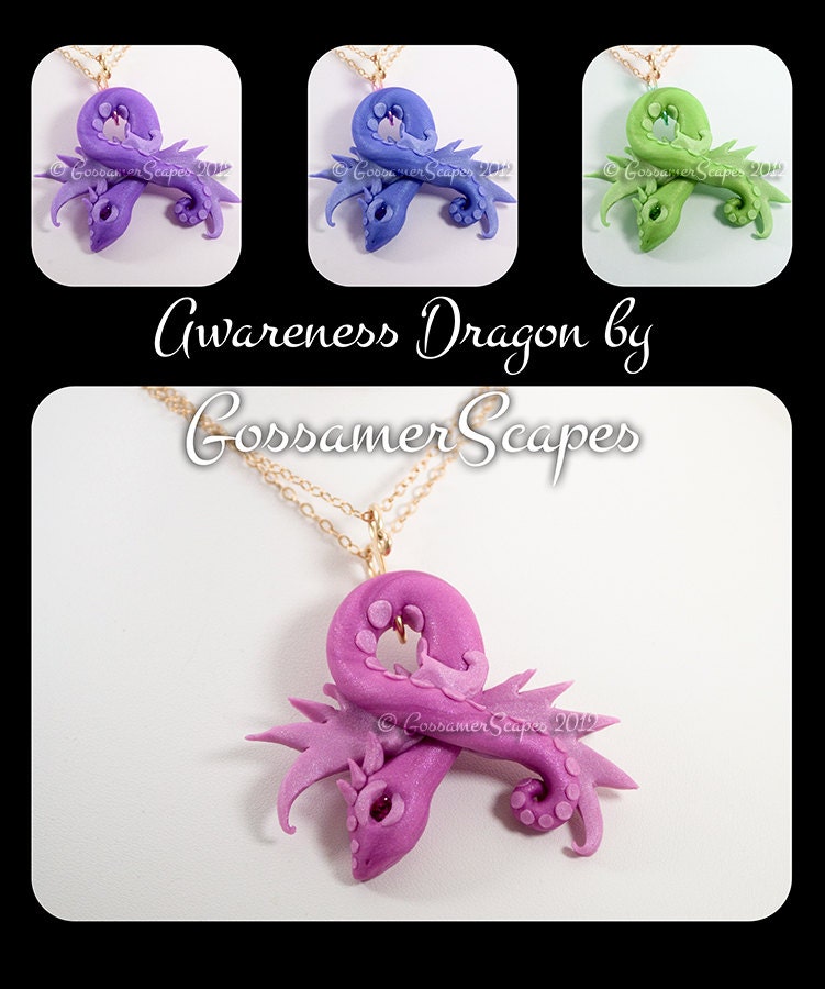 Dragon Awareness necklace CHOOSE your COLOR