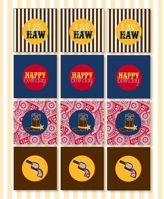 Paisley Cowboy PRINTABLE Party Tags by Love The Day Il_570xn
