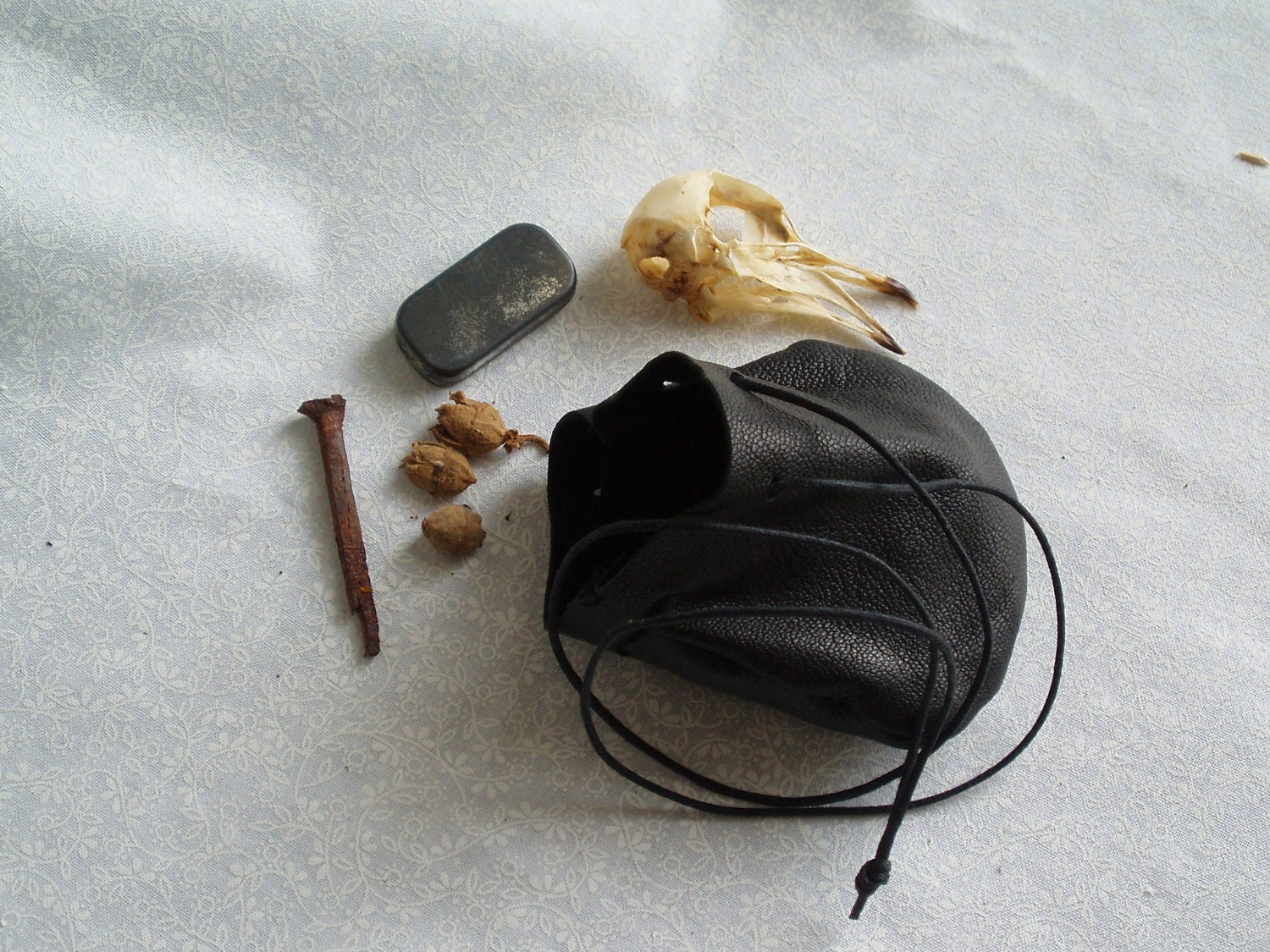 10 Medium Black Leather Amulet Bag Wholesale
