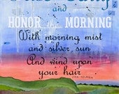 Honor the Morning. Collage Tolkien Quote Inspirational Typography 16x20 paper print