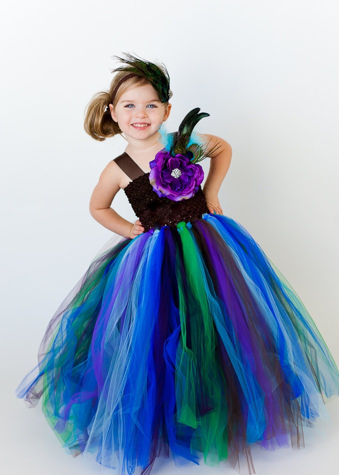 Flower Girl Tutu Dress in Simply Elegant Peacock