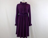 1970s LILLI ANN Purple Ruffled Dress - medium to large
