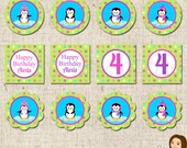 PRINTABLE Personalized Girl Penguins Party Circles Il_170x135