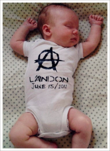 PERSONALIZED Anarchy Punk Baby onesie - Rocker / Heavy Metal bodysuit custom with name & birthday in newborn onsie. Unisex clothes Gift